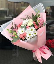 Букет цветов из:  Розы, Лизиантусы и Хризантемы в Чехов-2